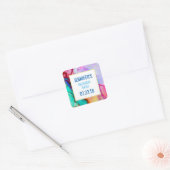 Abstracte Waterverf roze en Turquoise Marble Vierkante Sticker (Envelop)