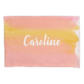 Abstracte Waterverf Roze Geel Gepersonaliseerd Kussensloop (Voorkant)