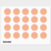 Abstracte Waterverf Roze gele strepen Aangepast Ronde Sticker (Vel)