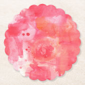 Abstracte Waterverf Roze Kartonnen Onderzetters (Voorkant)