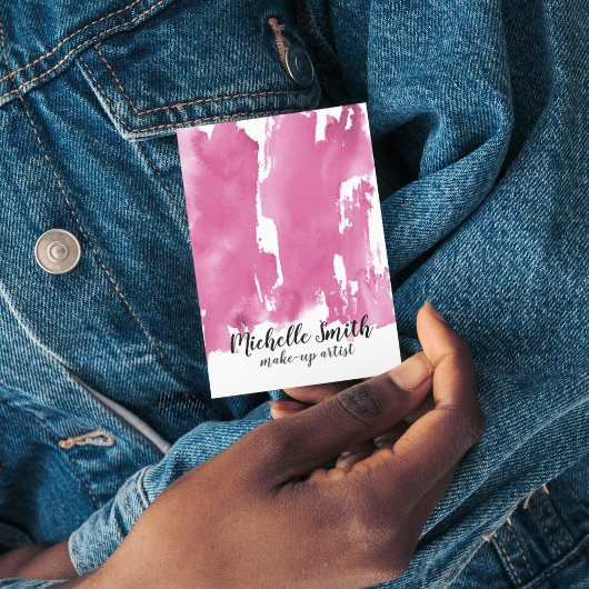 Abstracte waterverf roze kleur spat borstelstreek visitekaartje