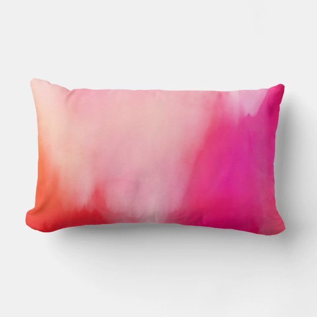 Abstracte Waterverf Roze koraal Oranje Kleurrijk Kussen (Voorkant)