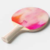 Abstracte Waterverf roze koraal Oranje monogram Tafeltennisbatje (Voorkant Gekanteld)
