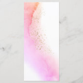 Abstracte waterverf roze kwaststreken & Goud   Menu (Achterkant)