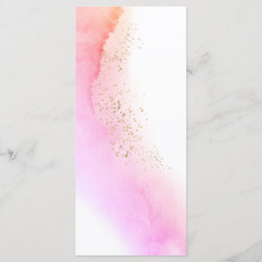 Abstracte waterverf roze kwaststreken & Goud   Menu (Achterkant)