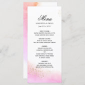 Abstracte waterverf roze kwaststreken & Goud   Menu (Voorkant / Achterkant)