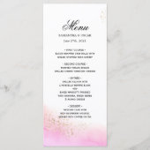 Abstracte waterverf roze kwaststreken & Goud   Menu (Voorkant)