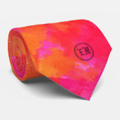 Abstracte Waterverf Roze Oranje monogram Initialen Stropdas (Opgerold)