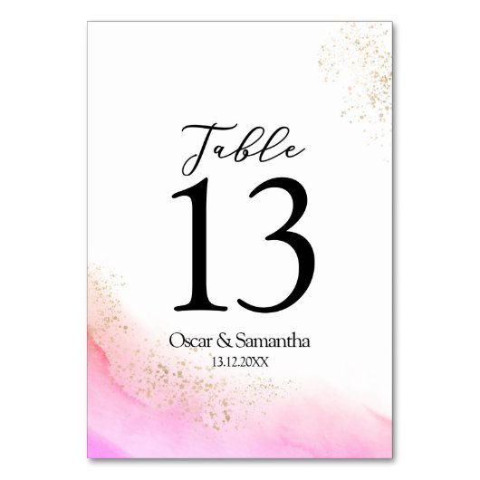 Abstracte Waterverf Roze penseelstreken & goud Kaart (Achterkant)