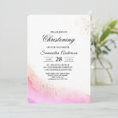 Abstracte Waterverf Roze penseelstreken & goud Kaart (Staand voorkant)