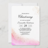 Abstracte Waterverf Roze penseelstreken & goud Kaart (Voorkant)