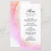 Abstracte Waterverf Roze penseelstreken & goud   Menu (Voorkant / Achterkant)