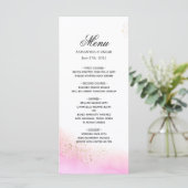 Abstracte Waterverf Roze penseelstreken & goud   Menu (Staand voorkant)