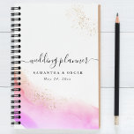 Abstracte Waterverf Roze penseelstreken & goud Planner<br><div class="desc">Abstracte Waterverf Roze penseelstreken & goud</div>