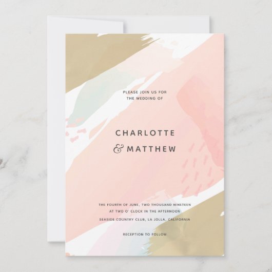 Abstracte Waterverf Roze penseelstreken Kaart (Voorkant)