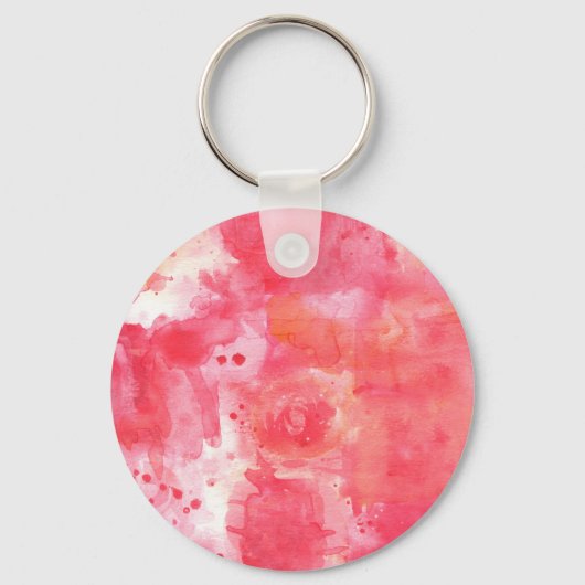 Abstracte Waterverf Roze Sleutelhanger (Voorkant)