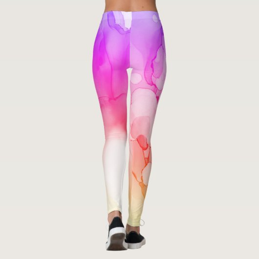 *~* Abstracte Waterverf Roze Violet Ombre Leggings (Achterkant)