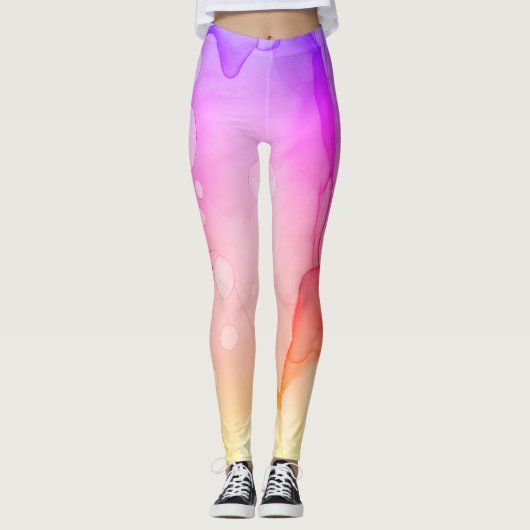 *~* Abstracte Waterverf Roze Violet Ombre Leggings (Voorkant)