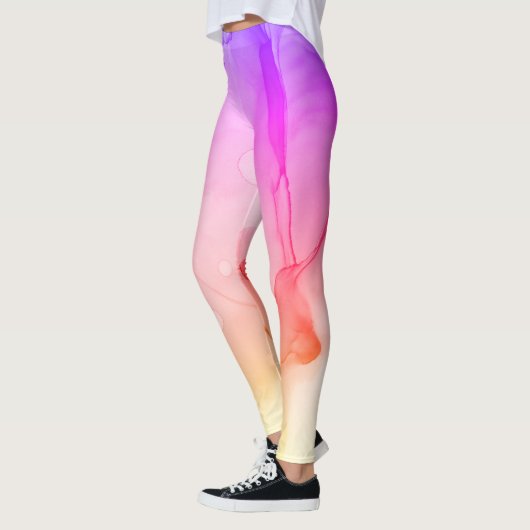 *~* Abstracte Waterverf Roze Violet Ombre Leggings (Links)