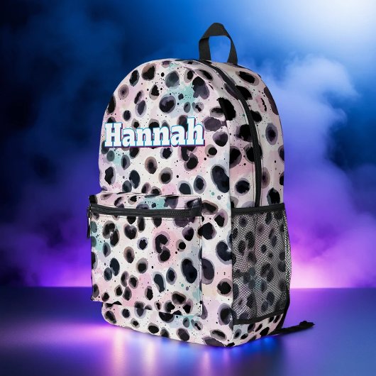 Abstracte Waterverf Roze Zwarte Vlek Custom Bedrukte Rugzak