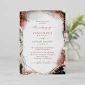 Abstracte Waterverf Rust Fall Wedding Real Silver Folie Uitnodiging (Staand Voorkant)