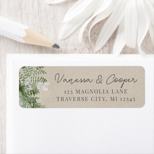 Abstracte Waterverf Sage Floral Retouradres Etiket (Insitu)