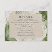 Abstracte Waterverf Sage Green Gold Wedding Informatiekaartje (Voorkant)