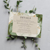 Abstracte Waterverf Sage Green Gold Wedding Informatiekaartje