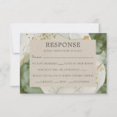 Abstracte Waterverf Sage Green Gold Wedding RSVP Kaartje (Voorkant)