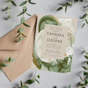 Abstracte Waterverf Sage Green repetitie diner Kaart