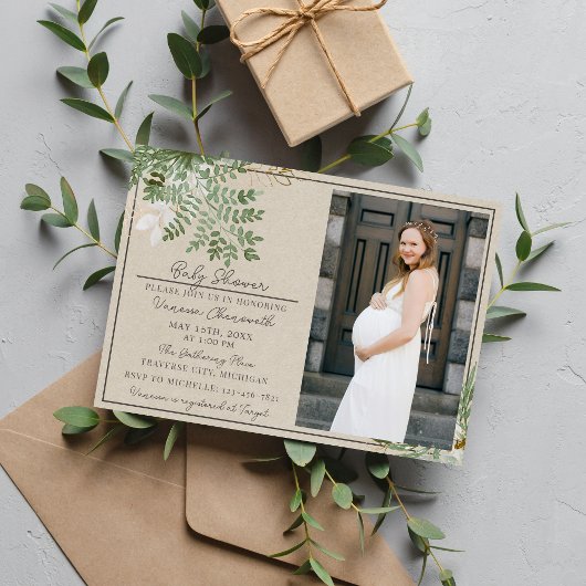 Abstracte Waterverf Salie Floral Baby shower Kaart