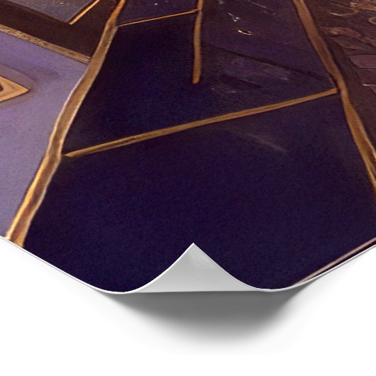 Abstracte Waterverf Schilderen Gouden Cityscape 3: Poster (Hoek)