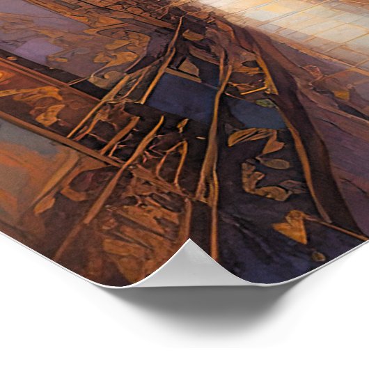 Abstracte Waterverf Schilderen Gouden Cityscape 4: Poster (Hoek)