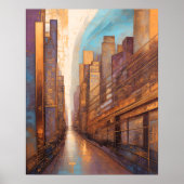 Abstracte Waterverf Schilderen Gouden Cityscape 4: Poster (Voorkant)