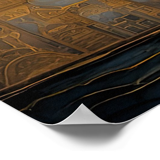 Abstracte Waterverf Schilderen Gouden Cityscape 4: Poster (Hoek)