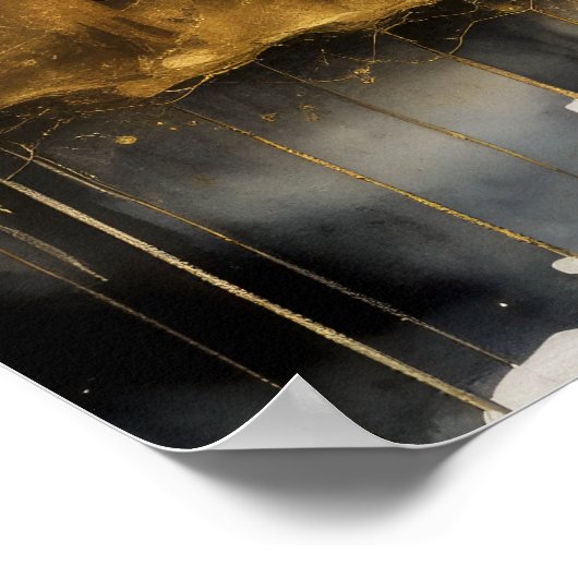 Abstracte Waterverf Schilderen Gouden Cityscape 5: Poster (Hoek)