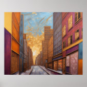 Abstracte Waterverf Schilderen Gouden Cityscape 5: Poster (Voorkant)