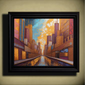 Abstracte Waterverf Schilderen Gouden Cityscape 5: Poster