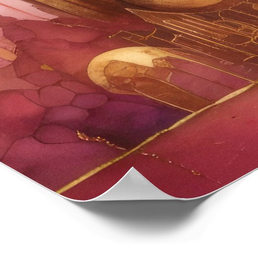 Abstracte Waterverf Schilderen Gouden Cityscape 5: Poster (Hoek)