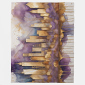 Abstracte Waterverf Schilderen Gouden Cityscape Pa Fleece Deken (Voorkant)