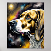 Abstracte Waterverf Schilderen van een Hond 5:4 Poster (Voorkant)