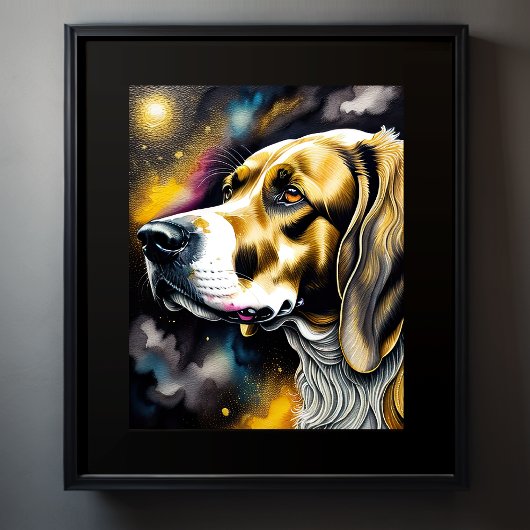 Abstracte Waterverf Schilderen van een Hond 5:4 Poster