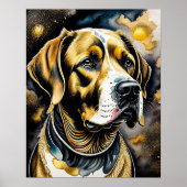 Abstracte Waterverf Schilderen van een Hond 5:4 Poster (Voorkant)