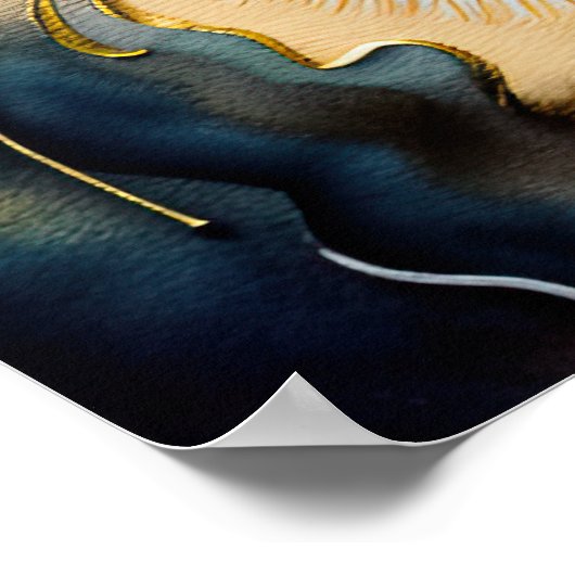 Abstracte Waterverf Schilderen van een Kat 5:4 Poster (Hoek)