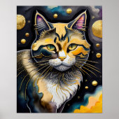 Abstracte Waterverf Schilderen van een Kat 5:4 Poster (Voorkant)