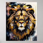 Abstracte Waterverf Schilderen van een Leeuw 5:4 Poster (Voorkant)