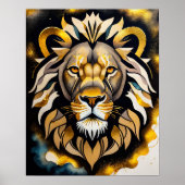 Abstracte Waterverf Schilderen van een Leeuw 5:4 Poster (Voorkant)