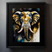 Abstracte Waterverf Schilderen van een olifant 5:4 Poster