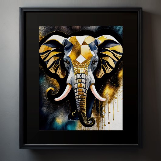 Abstracte Waterverf Schilderen van een olifant 5:4 Poster
