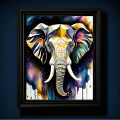 Abstracte Waterverf Schilderen van een olifant 5:4 Poster